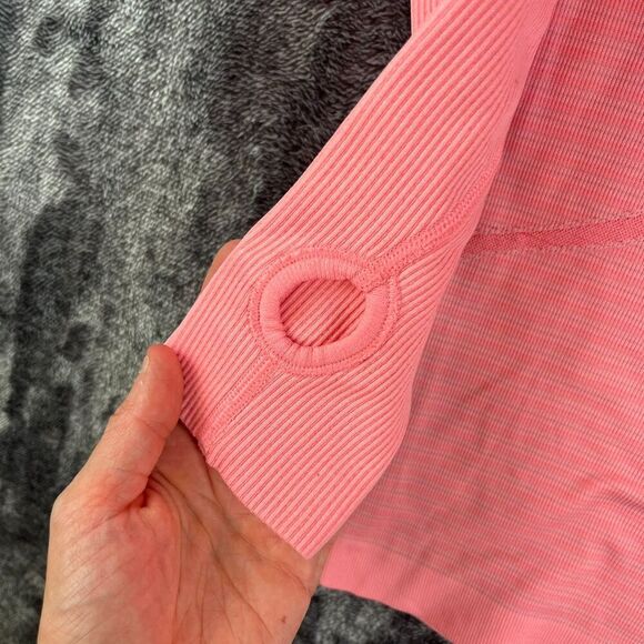 Lululemon Swiftly Tech Long Sleeve Thumb Hole Pink Striped Women's 6 Running - Picture 4 of 12